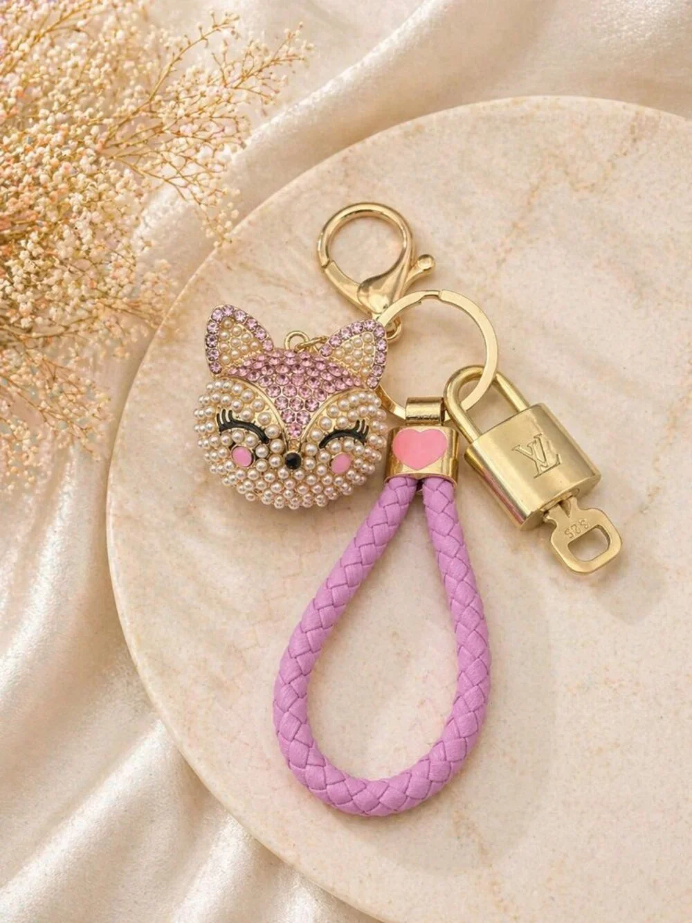 Authentic Louis Vuitton Gold Lock 🔒 Unbranded Fox Head Keychain Bag Charm LV - Picture 2 of 10